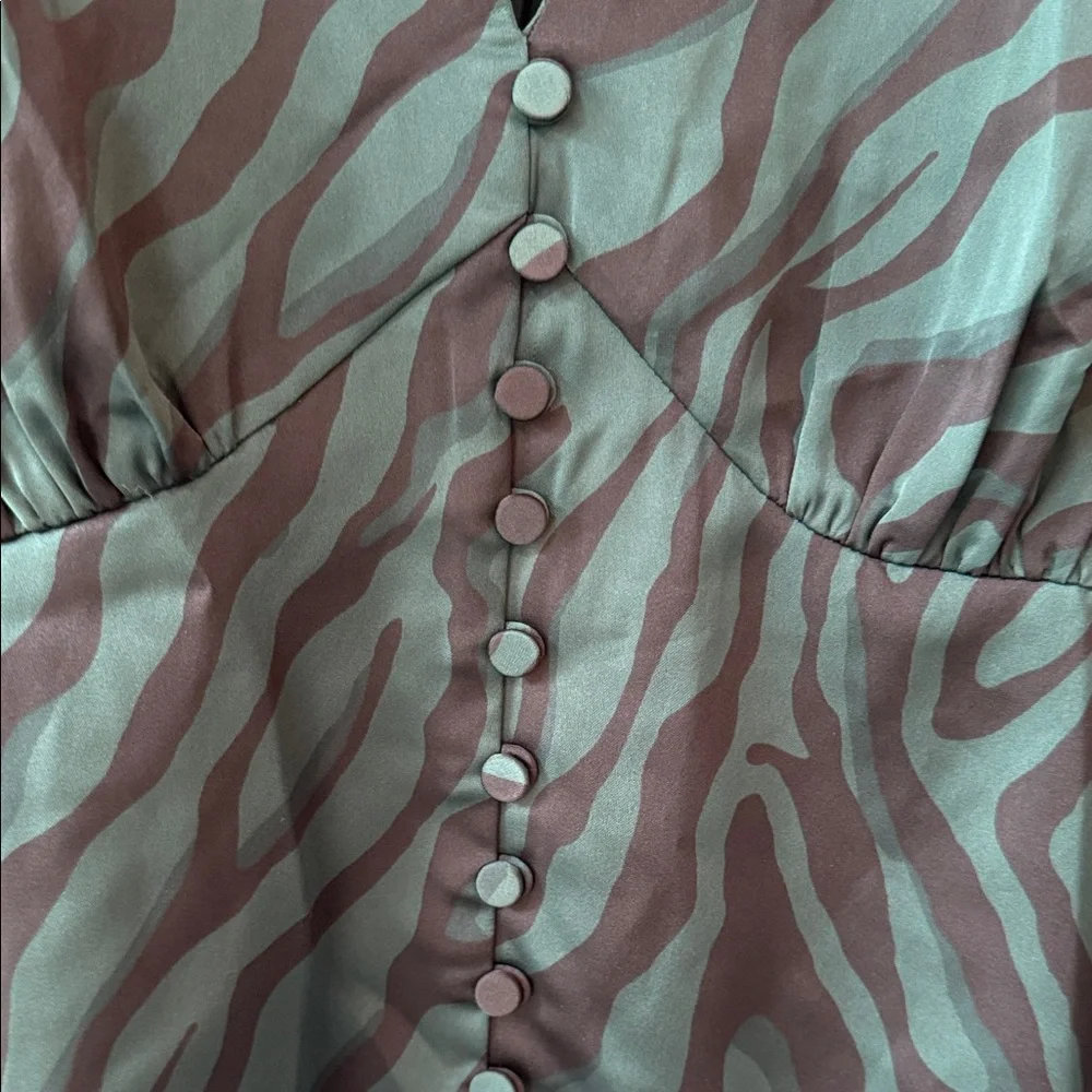 NWT J. Crew Green and Black Zebra Print Blouse